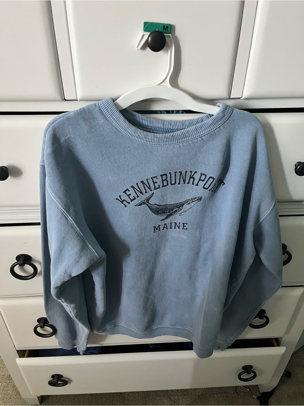 Kennebunkport Maine Whale Graphic Sweatshirt - Light Blue